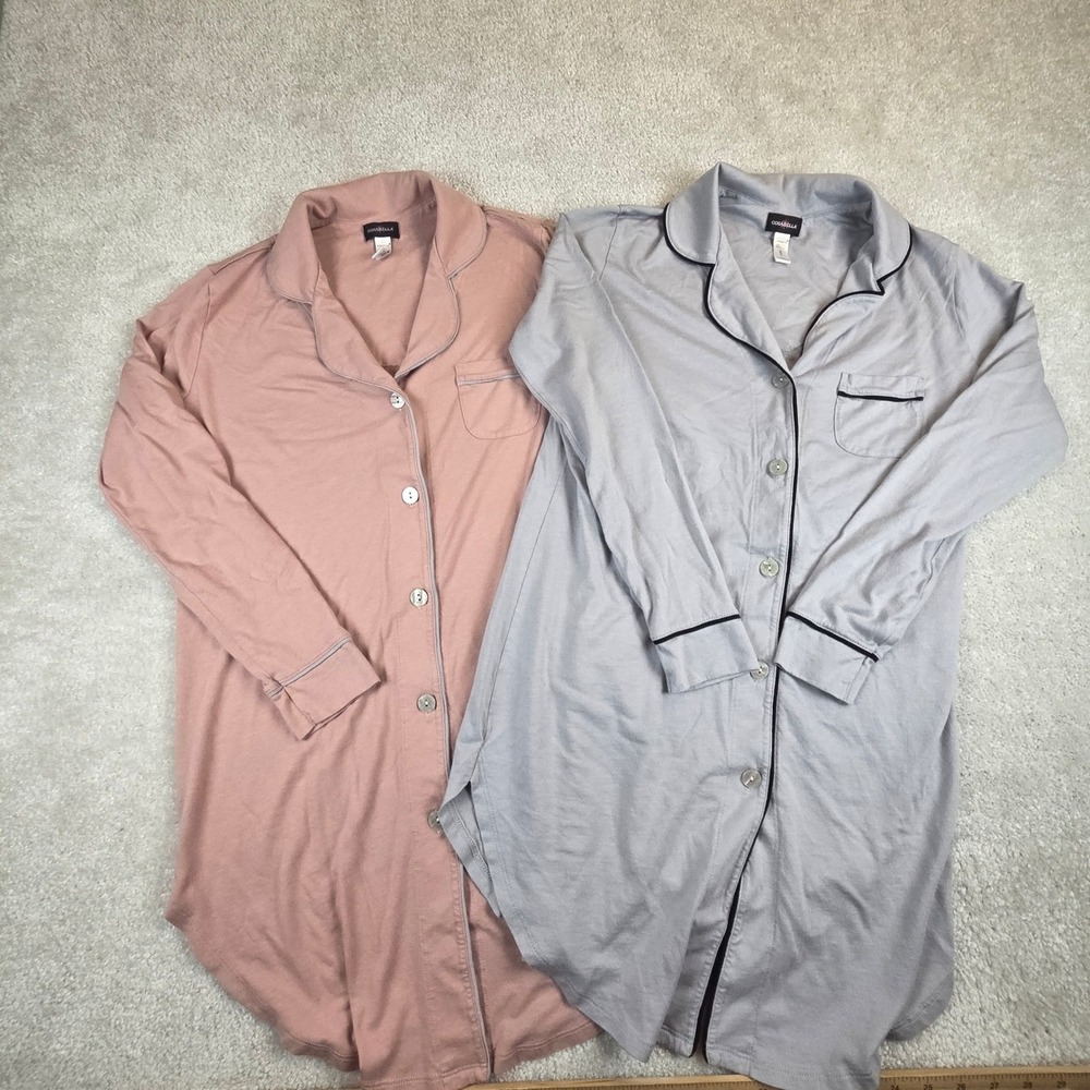 Cosabella Bella Nightshirt Lot Women SPP Pink Gray Pima Cotton Modal Long Sleeve